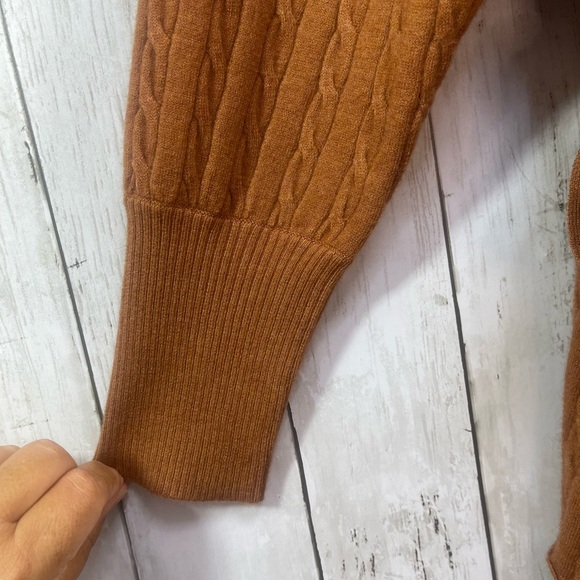 Kerisma Cable Knit Mock Neck Cinch Tie and Bow Waist Sweater M/L - Picture 2 of 10